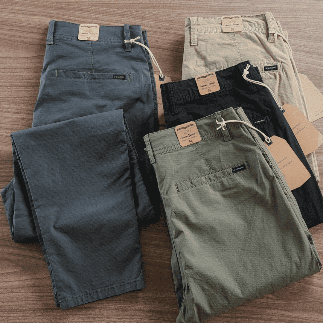Straight-Fit Men’s Twill Pants – 4-Pack
